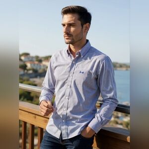 Pringle of Scotland Blue & White Gingham Longsleeve Button Down Size XL